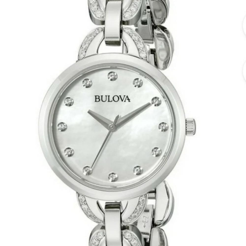 Bulova 96L203 Mother Of Pearl Crystal Accented Petite Women's Watch - Picture 6 of 8